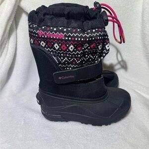 Columbia Black and Pink Kids Snow Boots Size 12
